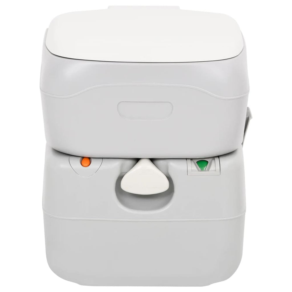 Vidaxl Camping Toilette tragbar 22+12 l HDPE Grau und Weiß