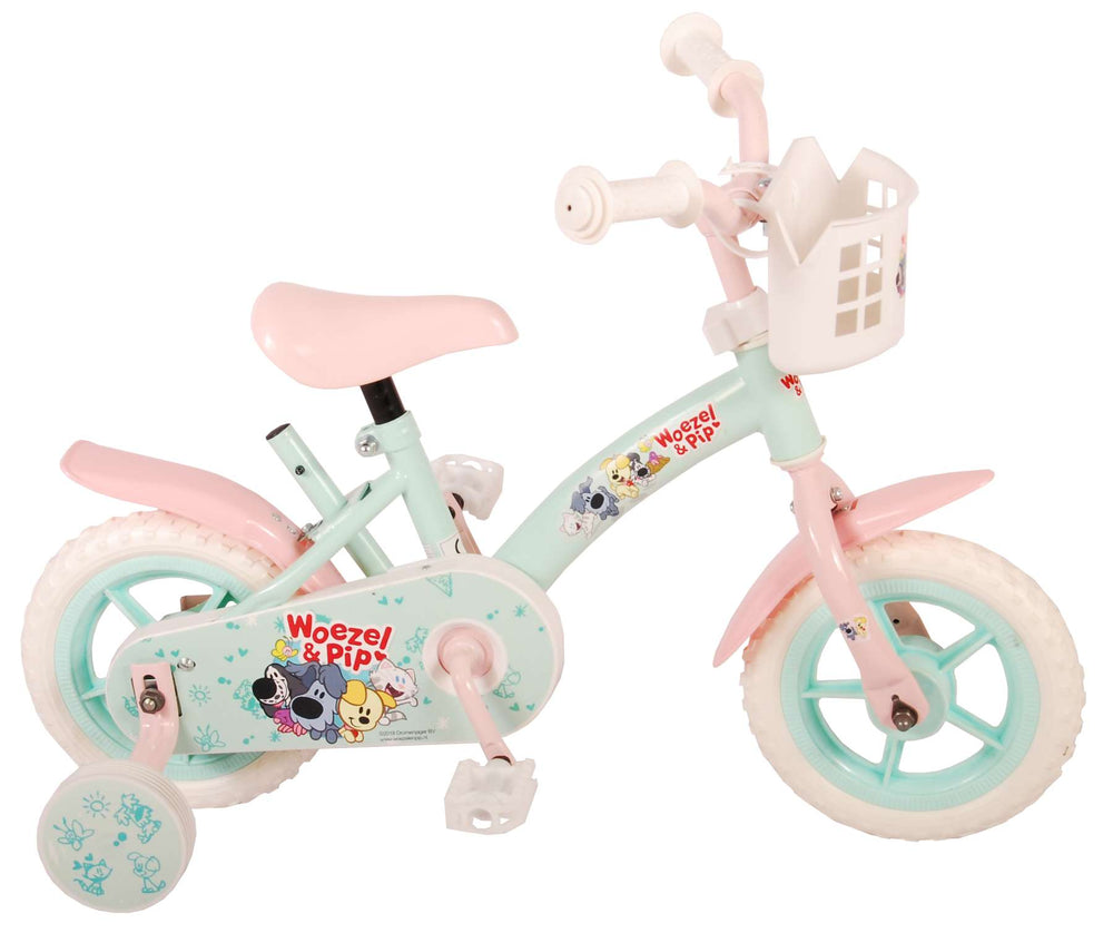 Woezel Pip Pip Children's Bike Girls 10 Zoll Minze Blau Pink Pink Pink