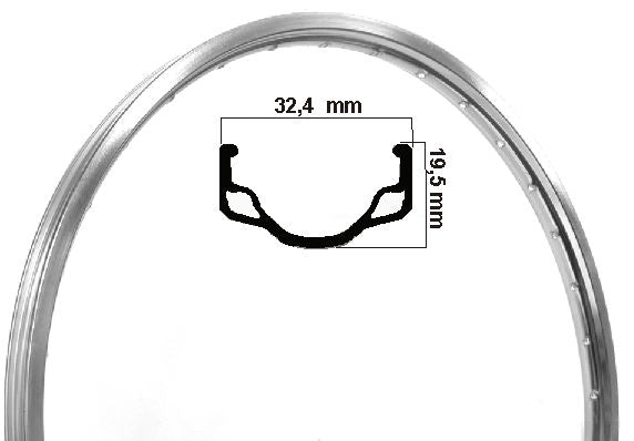 Ryde Velg HL32 ETRO 28 Zoll (635) polierte Alu 36 Löcher 14g