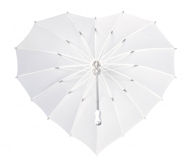 Falcone Regenschirm Herz -veranlasst 110 cm Polyesterweiß