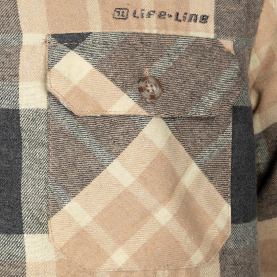 Life Line Jervis gepolsterte Flanellhemd Männer beige Größe xxl