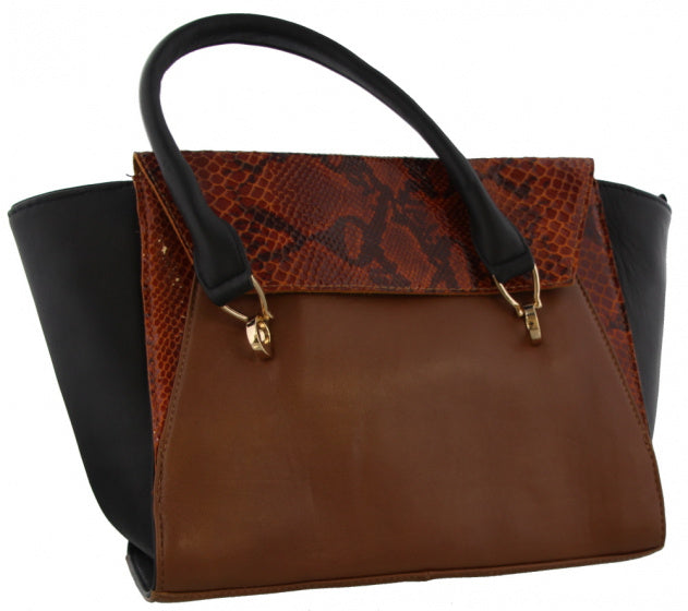 MH Bijoux-Umhängetasche Damen 24 x 41 cm Leder schwarzbraun 2-teilig