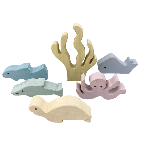 Papoose -Spielzeug Papoose Toys Pastellholz Sea Story 6pc
