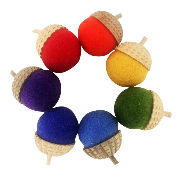 Papoose -Spielzeug Papoose -Spielzeug Regenbogen Eicheln 7pc
