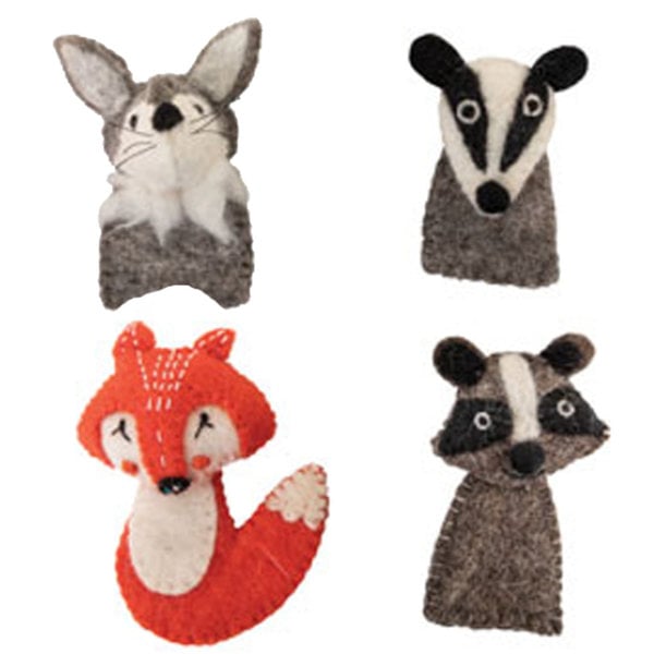 Papoose Toys Papoose Toys Woodland Finger Puppen 4pc