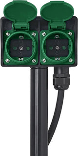 Proplus Garden Socket Schuko 2-fach 2 Meter 3x2,5 mm² Schwarz