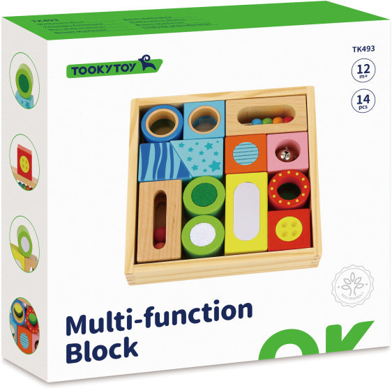 Toky-Spielzeug Multifunktionale Holzblöcke 12 Monate 14-Stück