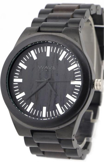 Wave Hawaii Watch Citizen Miyota Männer 4,5 cm Holzstahl schwarz schwarz