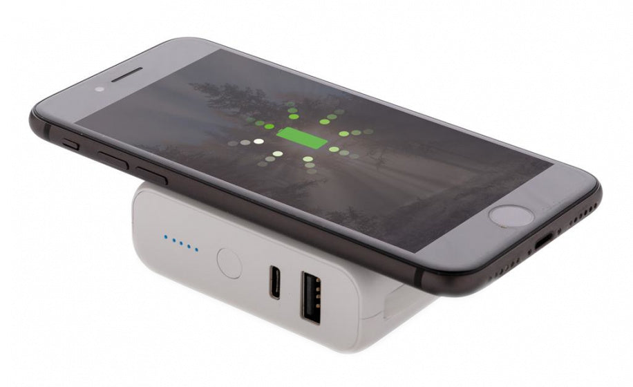 XD Collection Powerbank mit drahtlosen Ladegerät 7,2 cm weiß